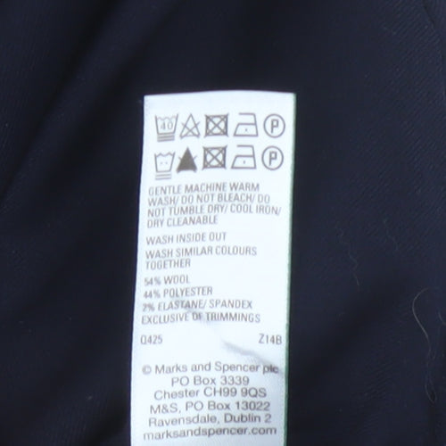 Marks and Spencer Men's Blue Wool Blend Dress Pants 36 Regular