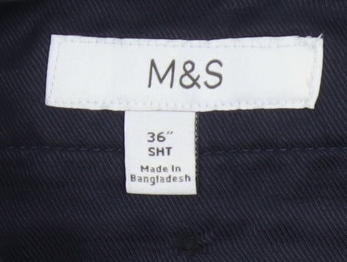 Marks and Spencer Men's Blue Wool Blend Dress Pants 36 Regular