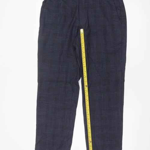 Marks and Spencer Men's Blue Check Regular Fit Dress Trousers 32S