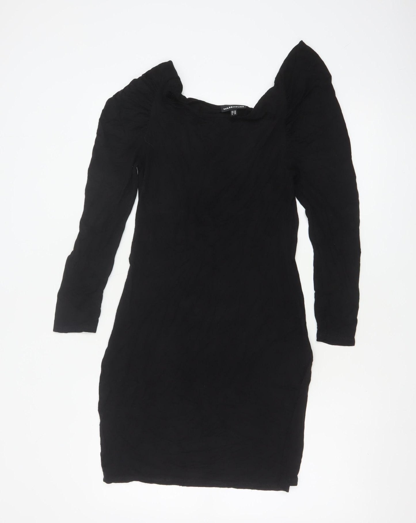 Warehouse Women’s Black Size 10 Bodycon Square Neck Dress