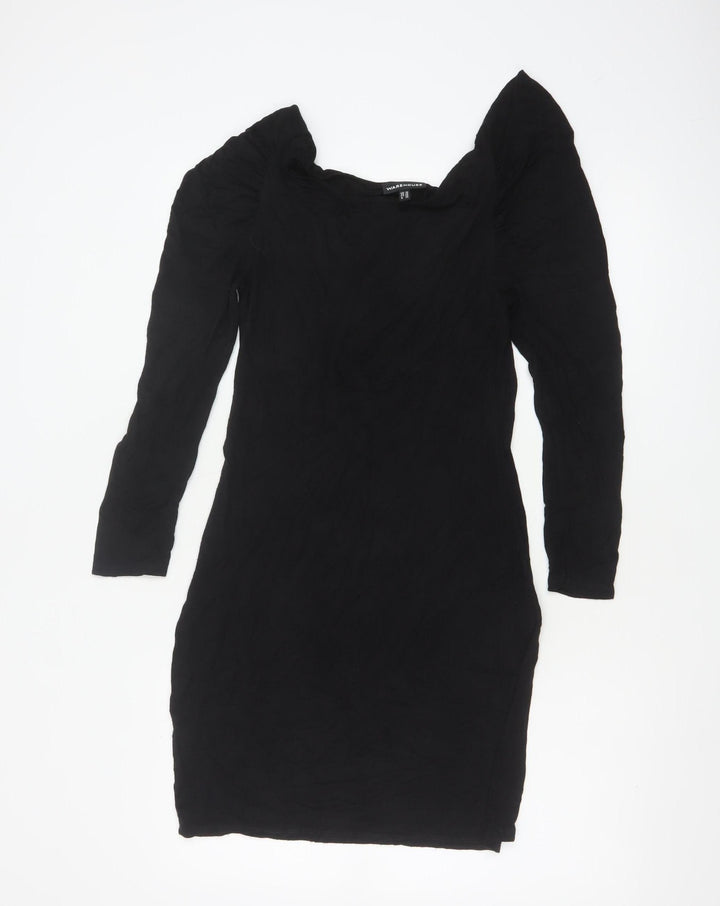 Warehouse Women’s Black Size 10 Bodycon Square Neck Dress
