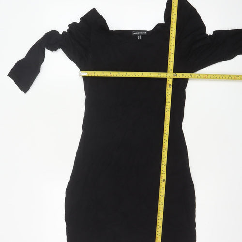 Warehouse Women’s Black Size 10 Bodycon Square Neck Dress