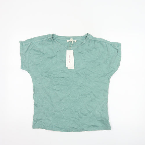 Marks and Spencer Per Una Women's Green Cotton T-Shirt Size 8