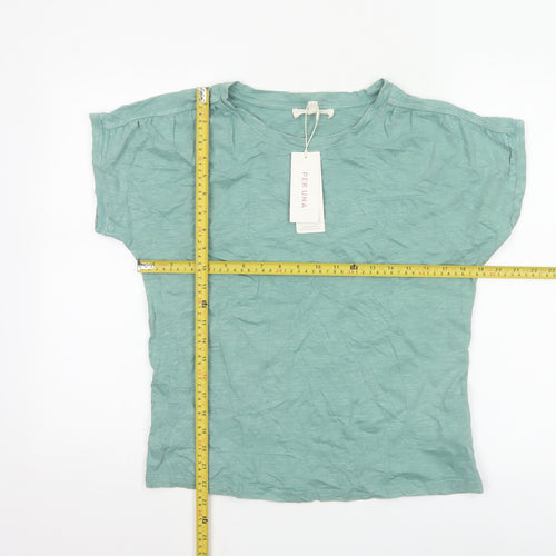 Marks and Spencer Per Una Women's Green Cotton T-Shirt Size 8