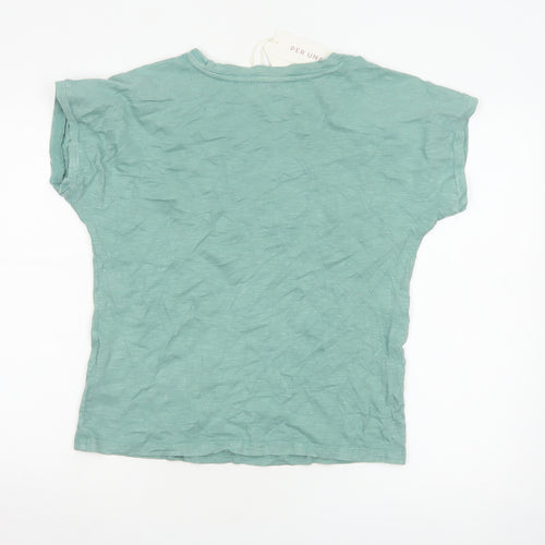 Marks and Spencer Per Una Women's Green Cotton T-Shirt Size 8