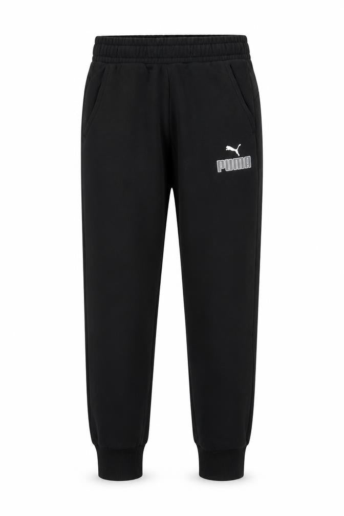 Front view of Puma Men's Black Jogger Sweatpants S Regular Fit Fleece