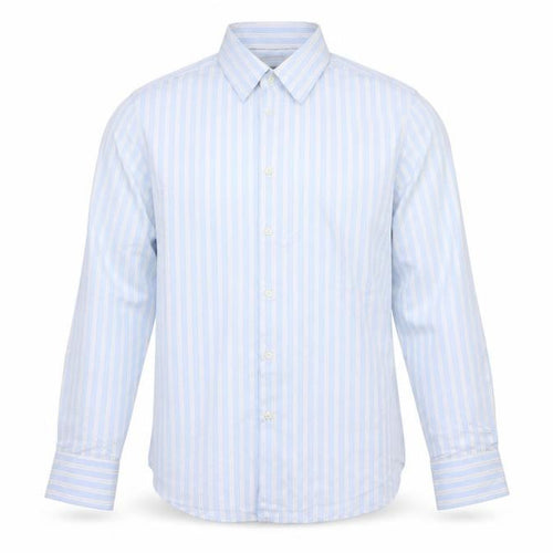 Hugo Boss Men's Blue White Striped Cotton Long Sleeve Shirt 16.5in 42