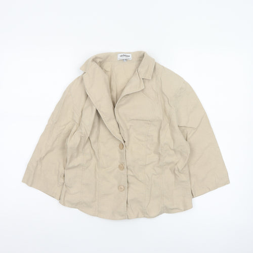 Steilmann Women Beige Linen Blend 3/4 Sleeve Blazer UK 16