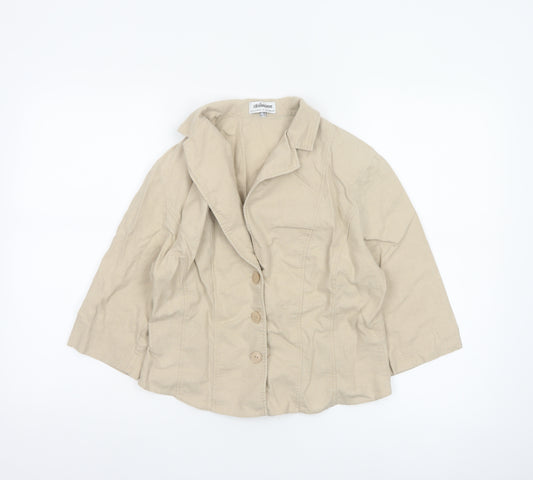 Steilmann Women Beige Linen Blend 3/4 Sleeve Blazer UK 16