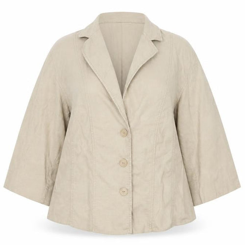 Steilmann Women Beige Linen Blend 3/4 Sleeve Blazer UK 16