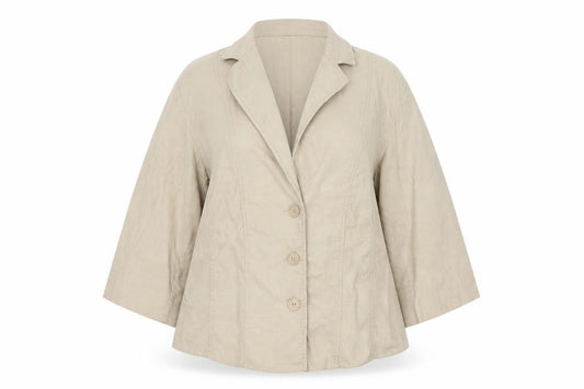 Steilmann Women Beige Linen Blend 3/4 Sleeve Blazer UK 16