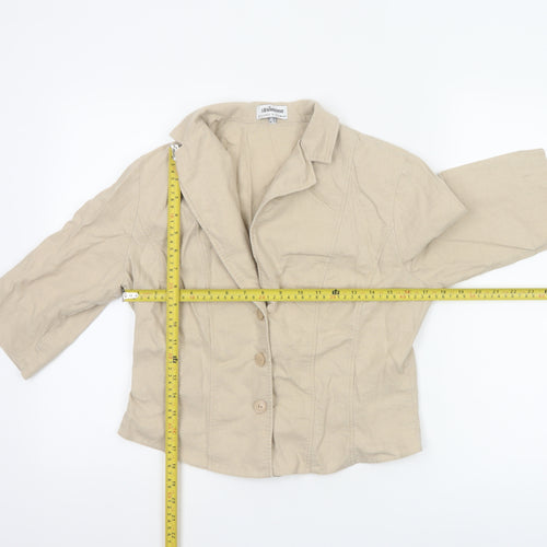 Steilmann Women Beige Linen Blend 3/4 Sleeve Blazer UK 16