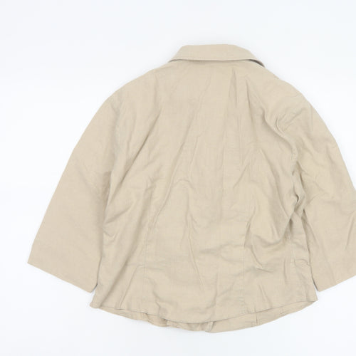 Steilmann Women Beige Linen Blend 3/4 Sleeve Blazer UK 16