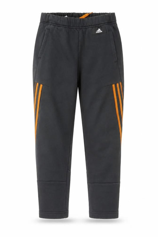 Adidas Boys Black Jogger Trousers 11-12 Years with Orange Stripe