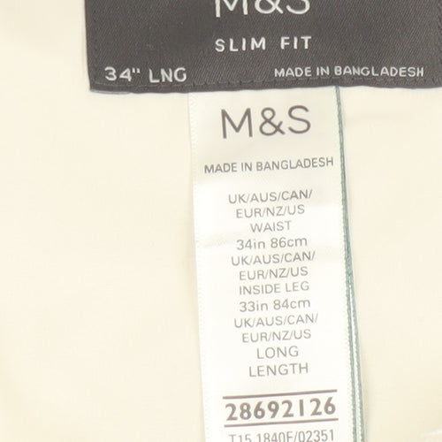 Marks and Spencer Men's Blue Slim Fit Dress Trousers 34L