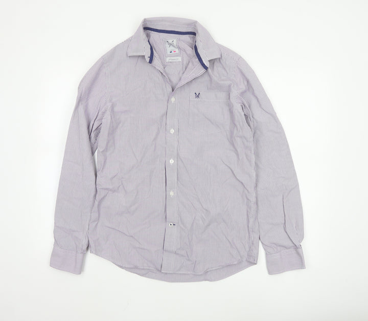 Crew Clothing Co. Men's Purple Striped Slim Fit Button-Up Shirt Size S