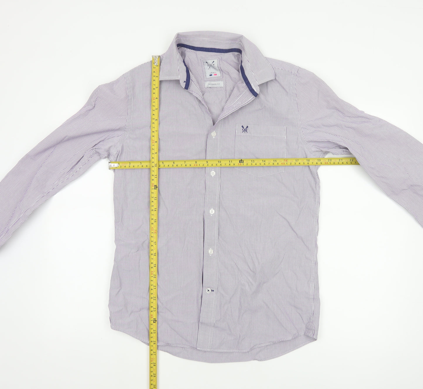 Crew Clothing Co. Men's Purple Striped Slim Fit Button-Up Shirt Size S