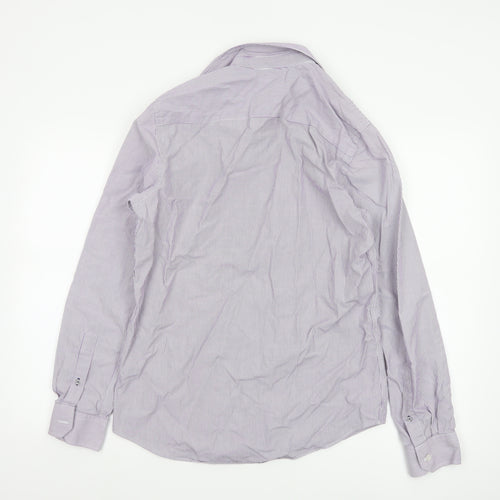 Crew Clothing Co. Men's Purple Striped Slim Fit Button-Up Shirt Size S