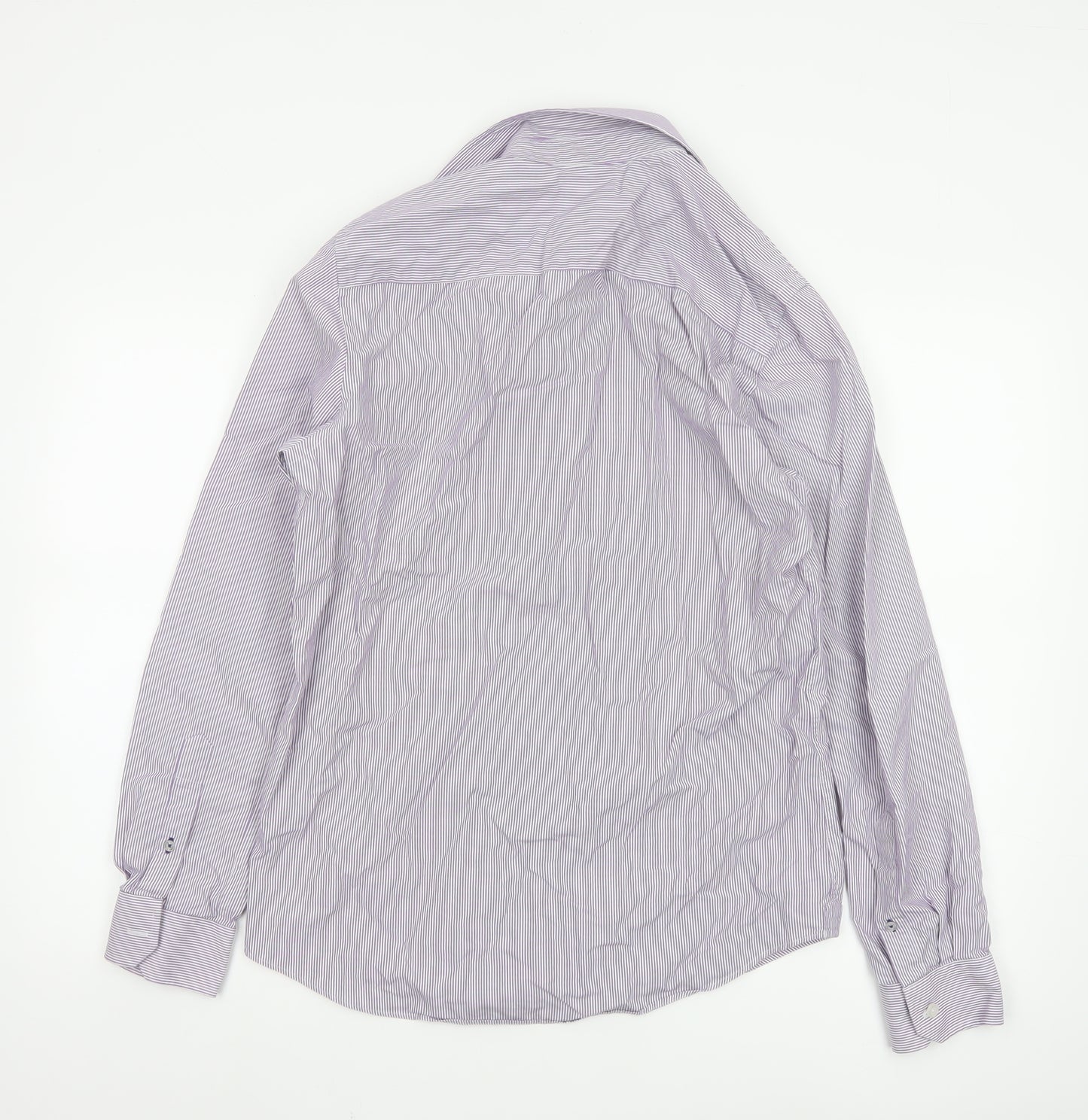 Crew Clothing Co. Men's Purple Striped Slim Fit Button-Up Shirt Size S