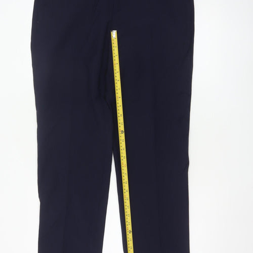 Marks and Spencer Men's Blue Regular Fit Wool Blend Dress Trousers 36W 33L
