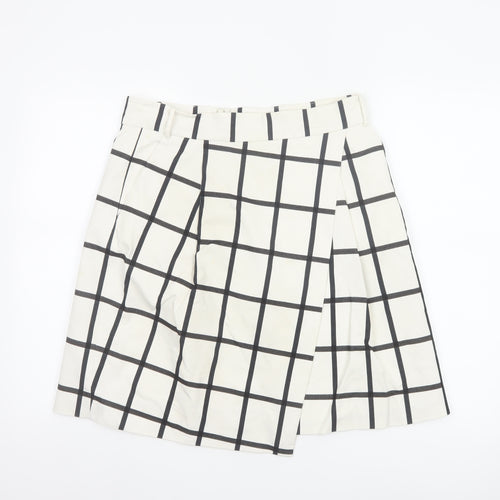 Karen Millen Women’s White Check A-Line Knee Length Skirt UK 14
