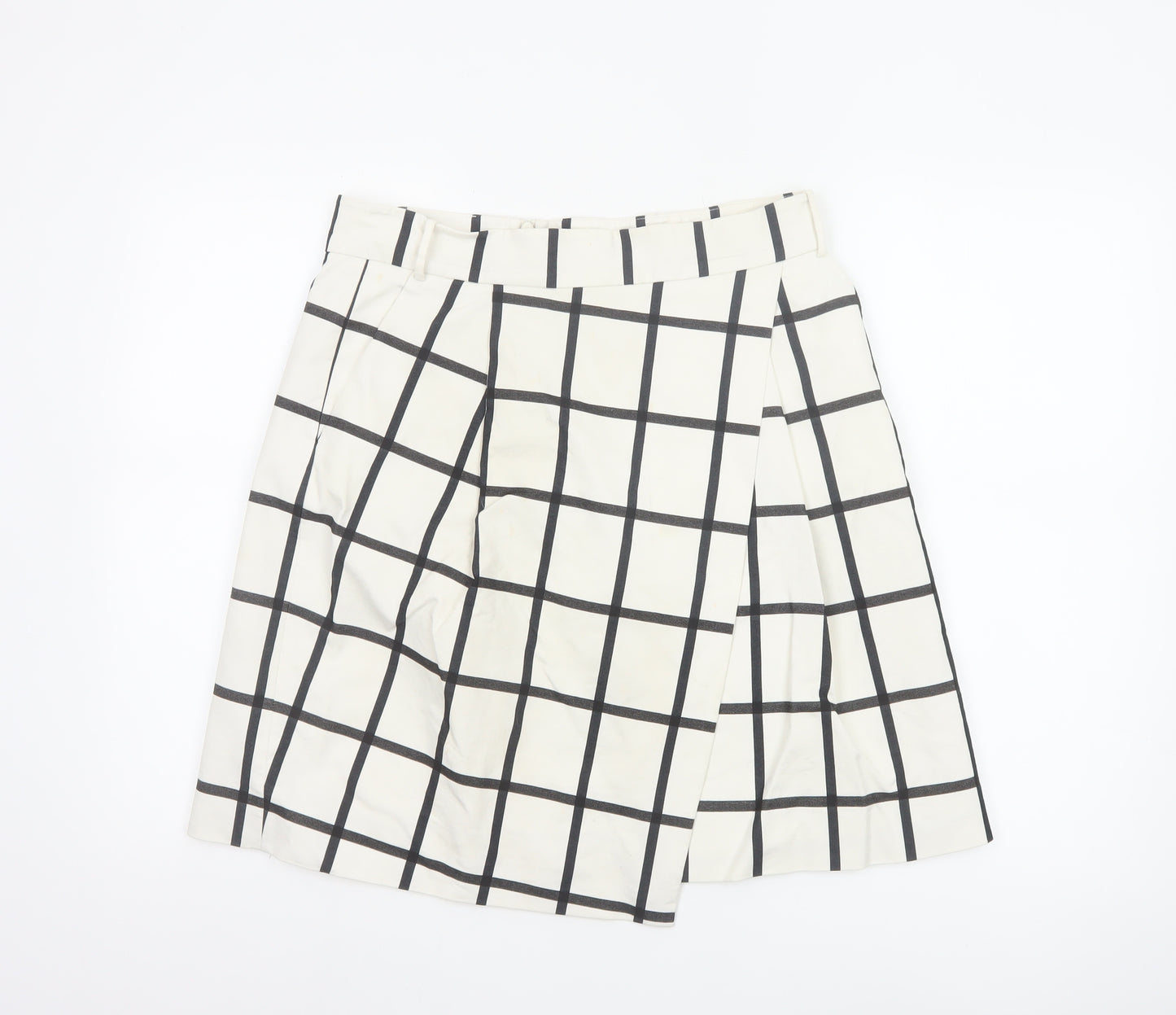Karen Millen Women’s White Check A-Line Knee Length Skirt UK 14