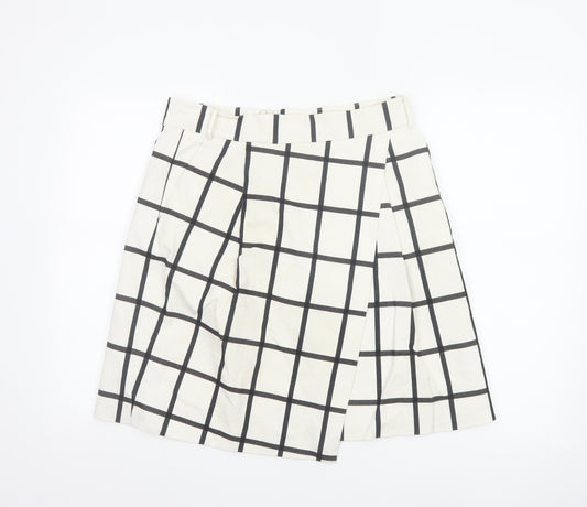 Karen Millen Women’s White Check A-Line Knee Length Skirt UK 14