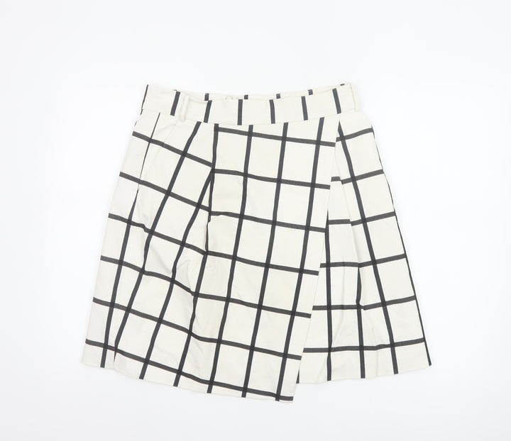 Karen Millen Women’s White Check A-Line Knee Length Skirt UK 14