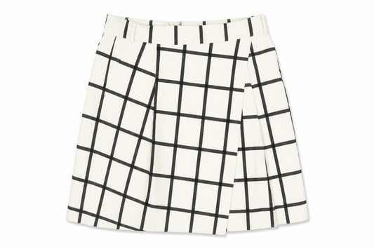 Karen Millen Women’s White Check A-Line Knee Length Skirt UK 14