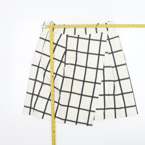 Karen Millen Women’s White Check A-Line Knee Length Skirt UK 14