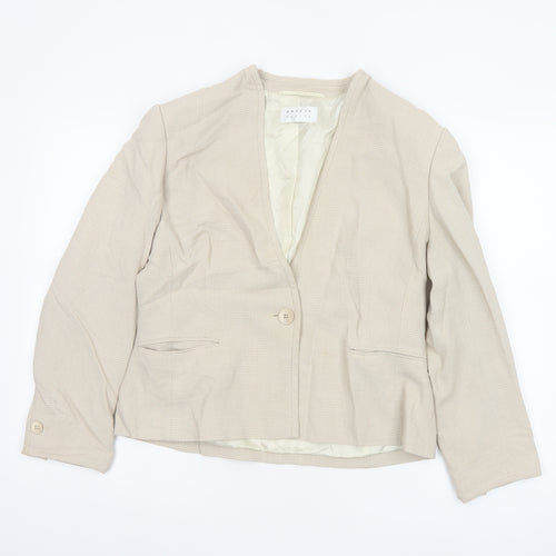 Precis Petite Beige Houndstooth Single-Breasted Suit Jacket Size 14