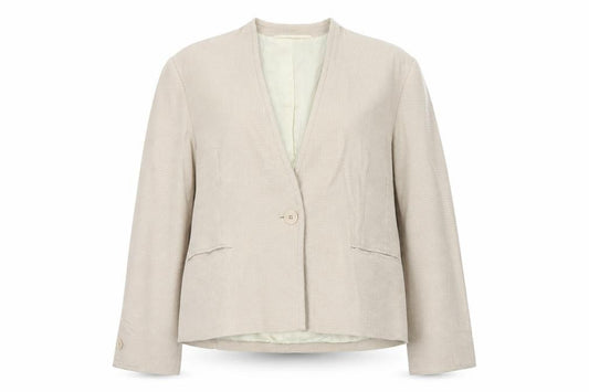 Precis Petite Beige Houndstooth Single-Breasted Suit Jacket Size 14