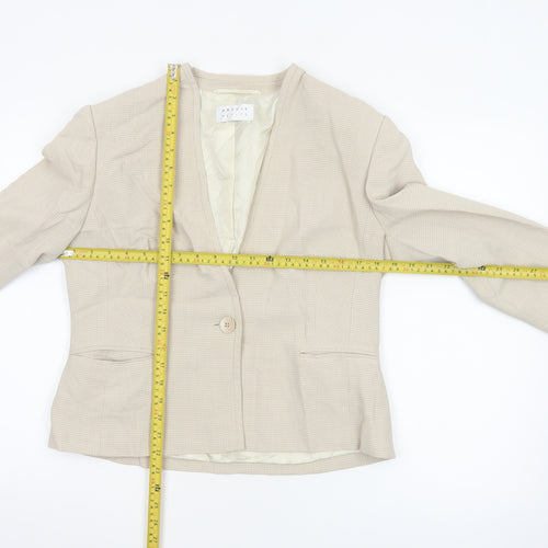 Precis Petite Beige Houndstooth Single-Breasted Suit Jacket Size 14