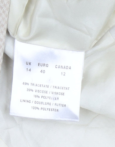 Precis Petite Beige Houndstooth Single-Breasted Suit Jacket Size 14