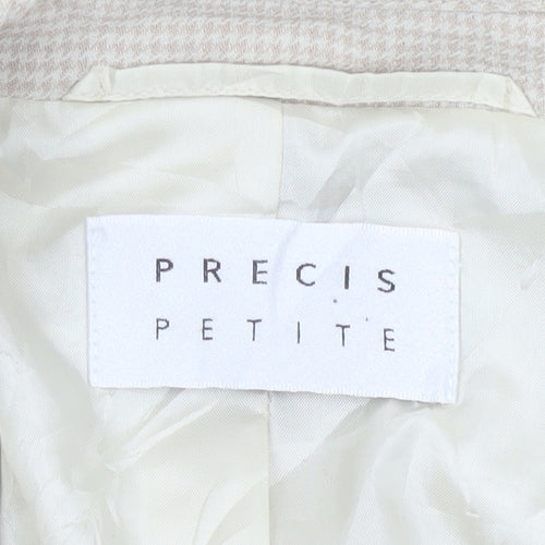 Precis Petite Beige Houndstooth Single-Breasted Suit Jacket Size 14