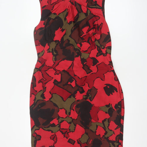L.K. Bennett Women’s Red Floral Wool Silk Sheath Dress Size 12