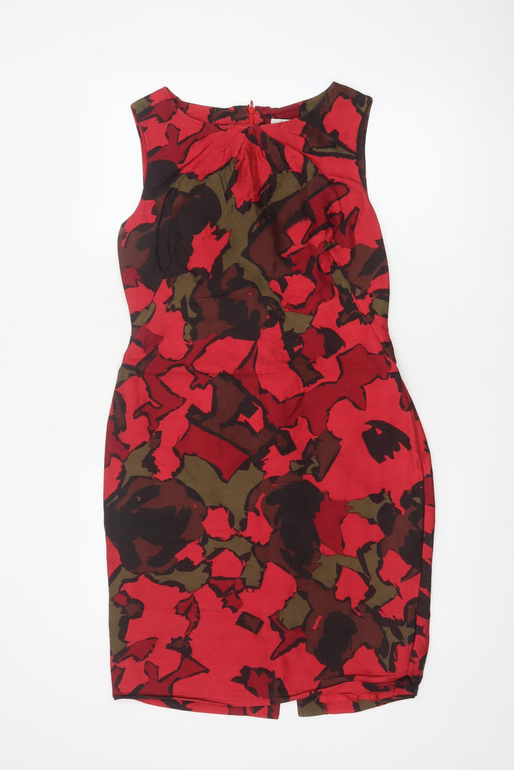 L.K. Bennett Women’s Red Floral Wool Silk Sheath Dress Size 12
