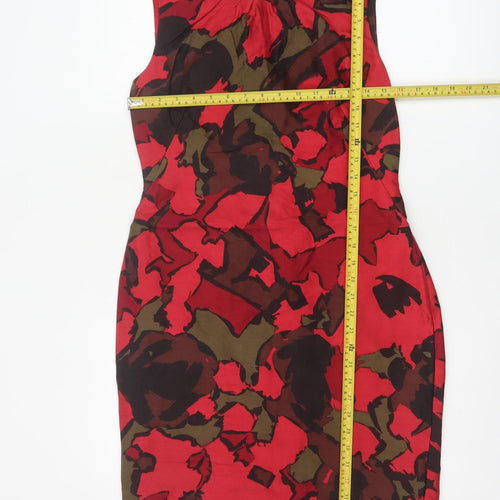 L.K. Bennett Women’s Red Floral Wool Silk Sheath Dress Size 12