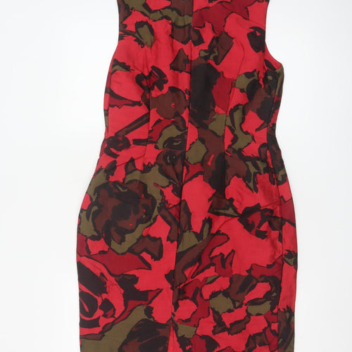 L.K. Bennett Women’s Red Floral Wool Silk Sheath Dress Size 12