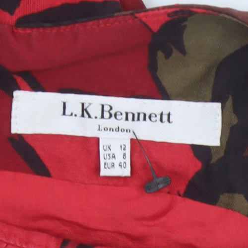 L.K. Bennett Women’s Red Floral Wool Silk Sheath Dress Size 12