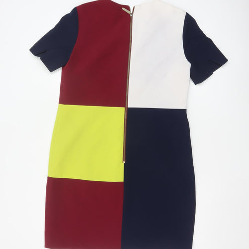 Ted Baker Womens Multicoloured Shift Dress Size 12 Colourblock Zip