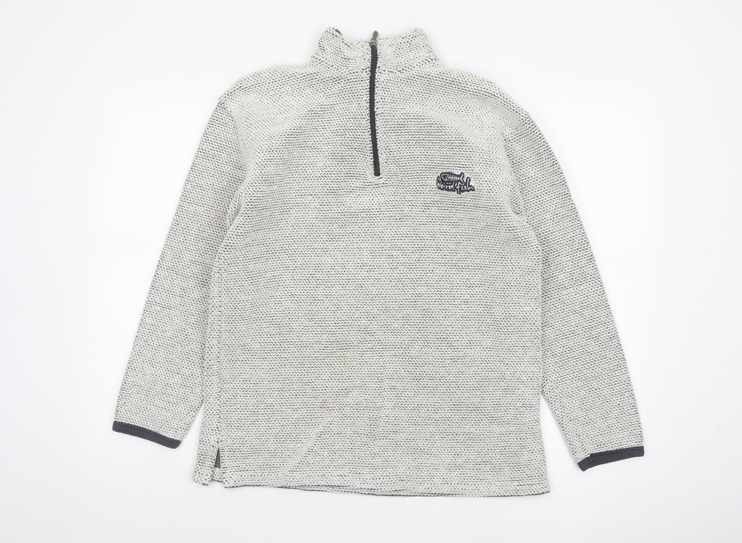 Weird Fish Mens Grey Knit 1/2 Zip Sweatshirt Size S