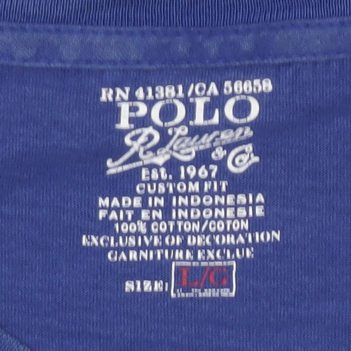 Polo Ralph Lauren Men's Blue Custom Fit Crew Neck T-Shirt L
