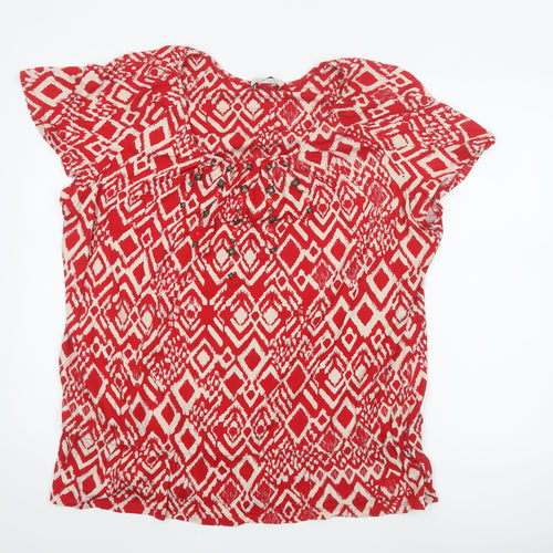 Marks and Spencer Womens Red Geometric Tunic Blouse Size 22