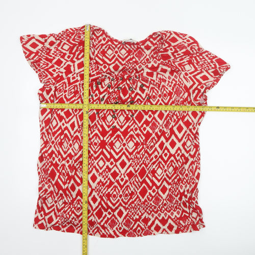 Marks and Spencer Womens Red Geometric Tunic Blouse Size 22