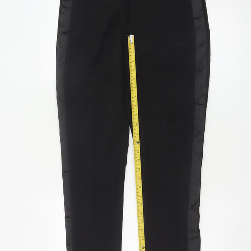 Attentif Paris Women's Black Straight Leg Satin Trim Trousers Size 10