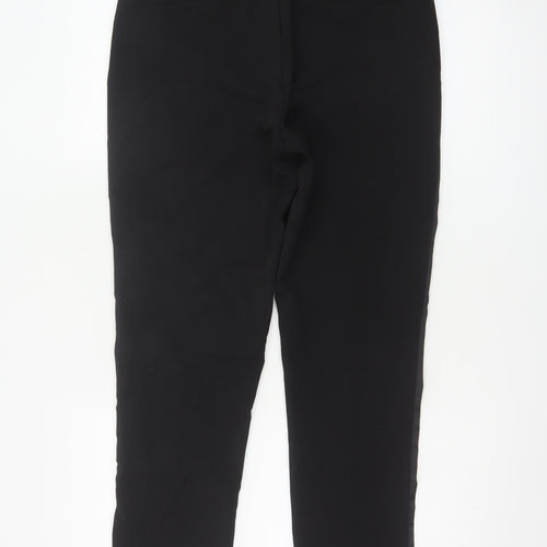 Attentif Paris Women's Black Straight Leg Satin Trim Trousers Size 10
