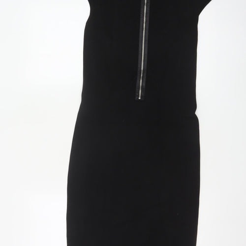 Karen Millen Women's Black Check Bodycon Knee Length Dress Size 12