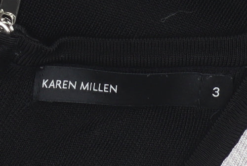 Karen Millen Women's Black Check Bodycon Knee Length Dress Size 12
