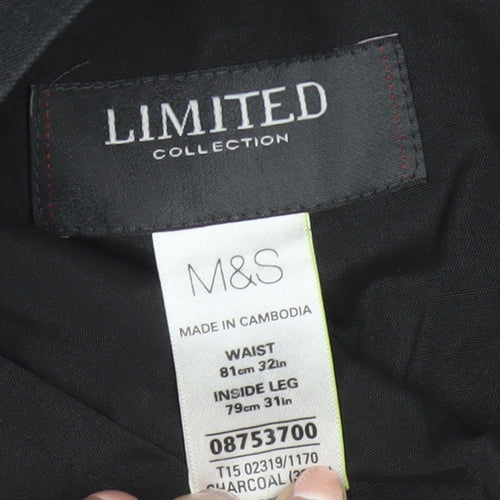 Marks and Spencer Men’s Grey 32R Pleated Dress Pants